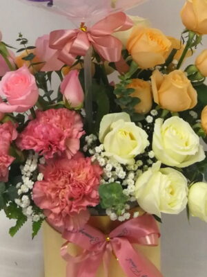 Pink, yellow and White