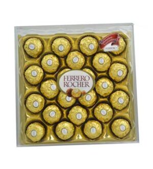 basket of mixed flowers & fruits with boxes of chocolate