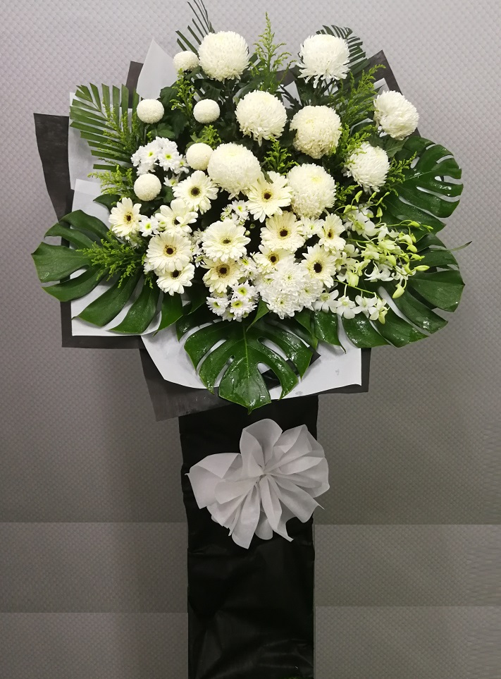 Express Your Feeling By 1 Single Rose Bouquet condolence funeral sympathy wreath stand