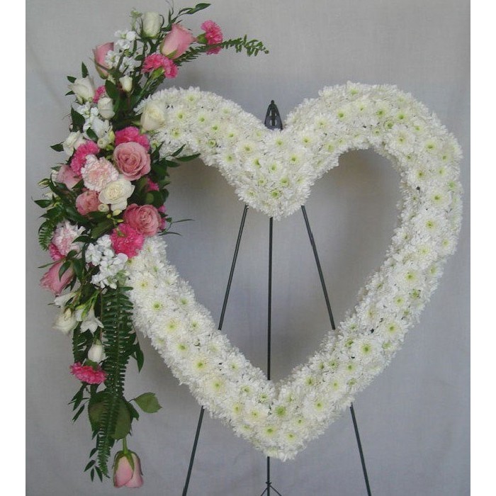 Jumbo open heart-700x700 condolence funeral sympathy wreath stand