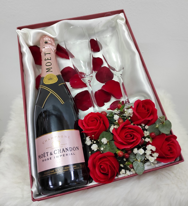 VDB005 flower box with champagne wine