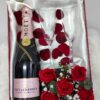 flower box with champagne wine