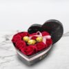 red roses & ferrero rocher chocolates in heart box