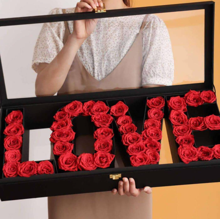 VB016_loveflowerbox love roses box with led